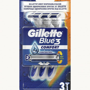 Одноразовые станки Gillete Blue3 comfort 3 шт. - 1 Одноразовые станки Gillete Blue3 comfort 3 шт. - 1